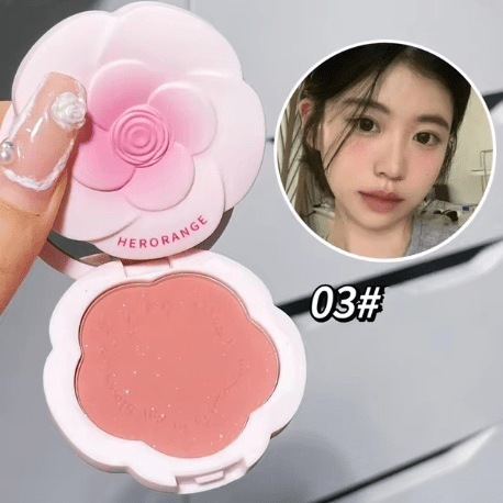 Monochrome Flower Shimmer Powder Blusher - ArtGalleryZen
