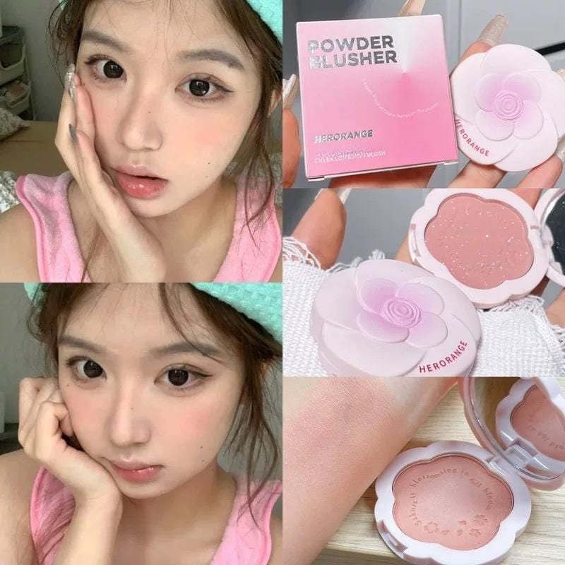 Monochrome Flower Shimmer Powder Blusher - ArtGalleryZen