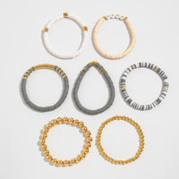 Thumbnail for Mother's Day Theme 7pcs Heart Letter Polymer Clay Beaded Bracelet Set - ArtGalleryZen