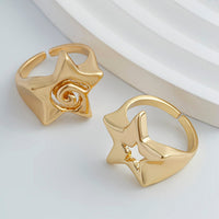 Thumbnail for Newly 2Pcs Hollow Star Spiral Open Ring Set - ArtGalleryZen