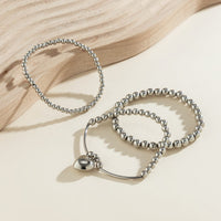 Thumbnail for Newly 3pcs Silver Plated Heart Pendant Ball Chain Bracelet Set - ArtGalleryZen