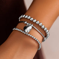 Thumbnail for Newly 3pcs Silver Plated Heart Pendant Ball Chain Bracelet Set - ArtGalleryZen
