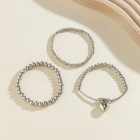 Thumbnail for Newly 3pcs Silver Plated Heart Pendant Ball Chain Bracelet Set - ArtGalleryZen
