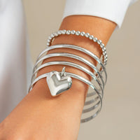 Thumbnail for Newly 5pcs Heart Pendant Ball Chain Bangle Bracelet Set - ArtGalleryZen