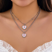 Thumbnail for Newly Double Layered Rabbit Pattern Heart Pendant Ball Chain Necklace Set - ArtGalleryZen