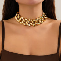 Thumbnail for Newly Gold Silver Plated Curb Chain Choker Necklace - ArtGalleryZen