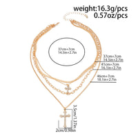 Thumbnail for Newly Layered Rhinestone Inlaid Cross Pendant Herringbone Curb Chain Necklace - ArtGalleryZen