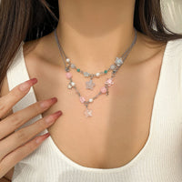 Thumbnail for Newly Two Tone Layered Star Pendant Pearl Necklace - ArtGalleryZen