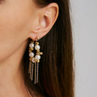 Thumbnail for Newly Pearl Beaded Tassel Chain Earrings - ArtGalleryZen