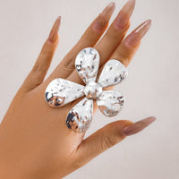 Thumbnail for Newly Silver Tone Five-Pedal Flower Open Ring - ArtGalleryZen