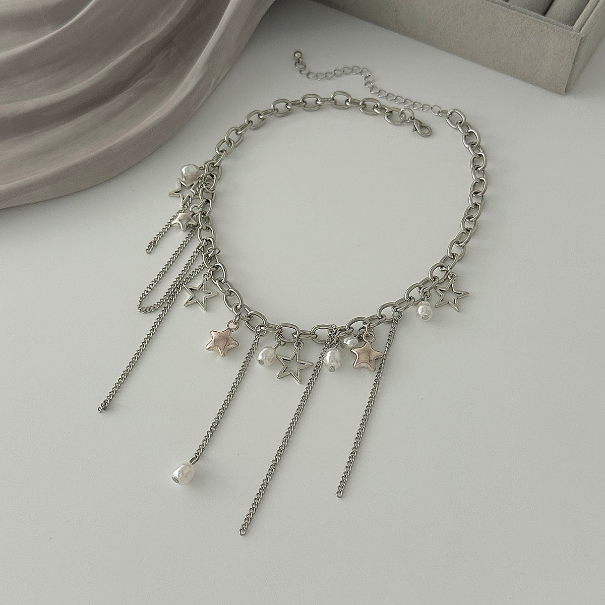 Newly Star Pearl Pendat Cable Chain Tassel Necklace - ArtGalleryZen