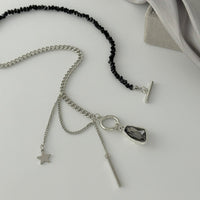 Thumbnail for Newly Toggle Clasp Rhinestone Pendant Crystal Chain Tassel Necklace - ArtGalleryZen