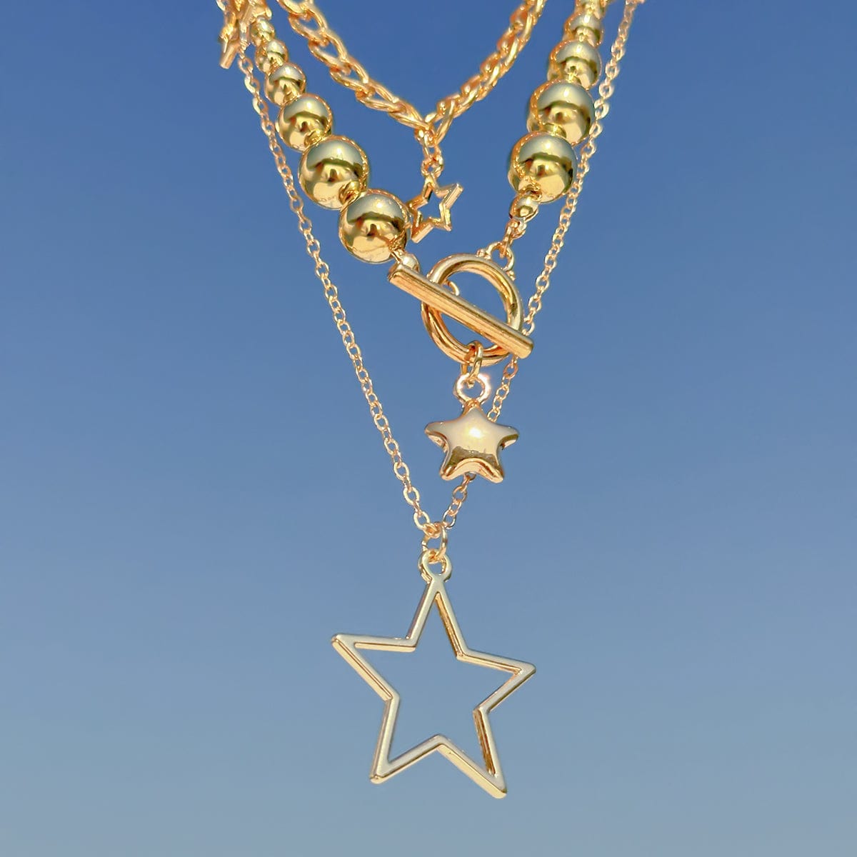 Noble Layered Tassel Starry Pendant Necklace Set - ArtGalleryZen