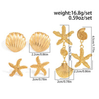 Thumbnail for Ocean Style 3 Pairs Conch Shell Starfish Dangle Earrings Set - ArtGalleryZen