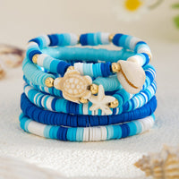 Thumbnail for Ocean Style 6pcs Conch Turtle Starfish Polymer Clay Letter Beaded Bracelet Set - ArtGalleryZen
