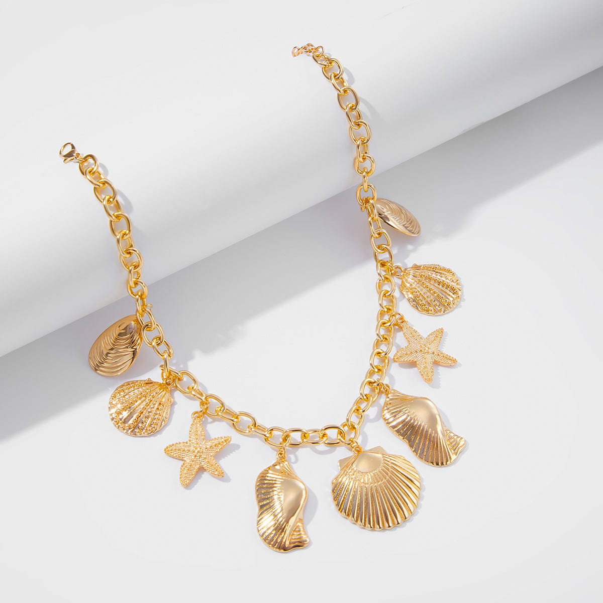 Ocean Style Chunky Starfish Shell Conch Tassel Necklace - ArtGalleryZen
