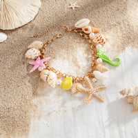Thumbnail for Ocean Style Conch Starfish Pearl Tassel Anklet - ArtGalleryZen