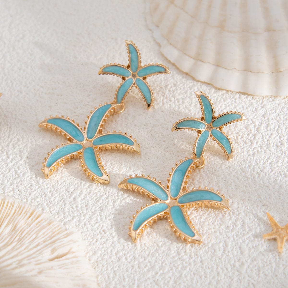 Ocean Style Enamel Starfish Dangle Earrings - ArtGalleryZen