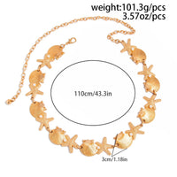 Thumbnail for Ocean Style Gold Tone Pearl Shell Starfish Waist Chain - ArtGalleryZen
