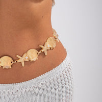 Thumbnail for Ocean Style Gold Tone Pearl Shell Starfish Waist Chain - ArtGalleryZen