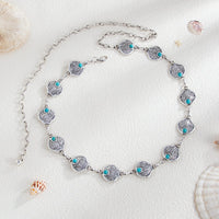 Thumbnail for Ocean Style Silver Tone Turquoise Inlaid Shell Waist Chain - ArtGalleryZen