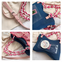 Thumbnail for Original Pink Denim Butterfly Acrylic Chain Shoulder Crossbody Bag - ArtGalleryZen