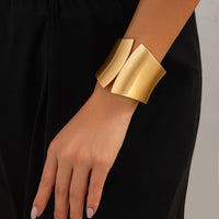 Thumbnail for Oversized Gold Silver Tone Frosted Wide Cuff Bangle Bracelet - ArtGalleryZen