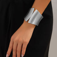 Thumbnail for Oversized Gold Silver Tone Frosted Wide Cuff Bangle Bracelet - ArtGalleryZen