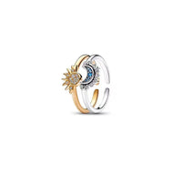 Thumbnail for Pandora CZ Inlaid Sun And Moon Stackable Ring - ArtGalleryZen