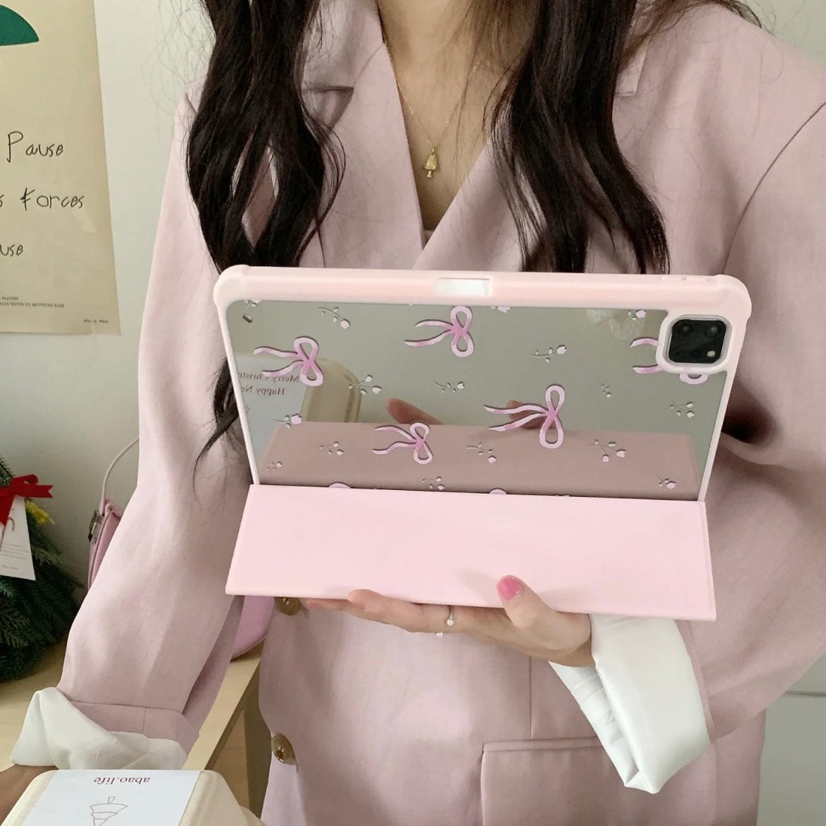 Pink Bowknot Mirror iPad Case - ArtGalleryZen