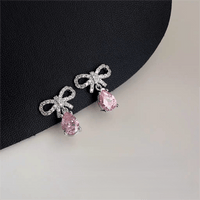 Thumbnail for Pink Crystal Bowknot Dangle Earrings - ArtGalleryZen