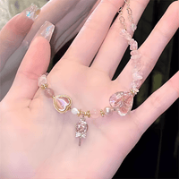 Thumbnail for Pink Crystal Lollipop Opal Heart Bracelet - ArtGalleryZen