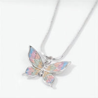 Thumbnail for Pink Enamel Butterfly Necklace - ArtGalleryZen