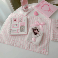 Thumbnail for Pink Heart Plaid Stripe Fabric Placemat - ArtGalleryZen