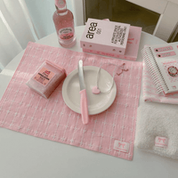Thumbnail for Pink Heart Plaid Stripe Fabric Placemat - ArtGalleryZen