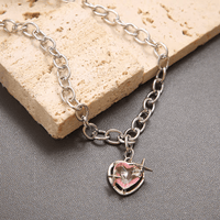 Thumbnail for Pink Heart Star Necklace Earrings Set - ArtGalleryZen
