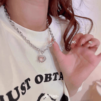 Thumbnail for Pink Heart Star Necklace Earrings Set - ArtGalleryZen