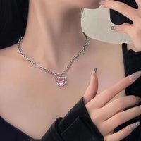 Thumbnail for Pink Heart Star Necklace Earrings Set - ArtGalleryZen