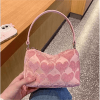 Thumbnail for Pink Heart Velvet Tote Bag - ArtGalleryZen