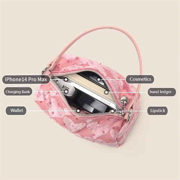 Pink Heart Velvet Tote Bag - ArtGalleryZen