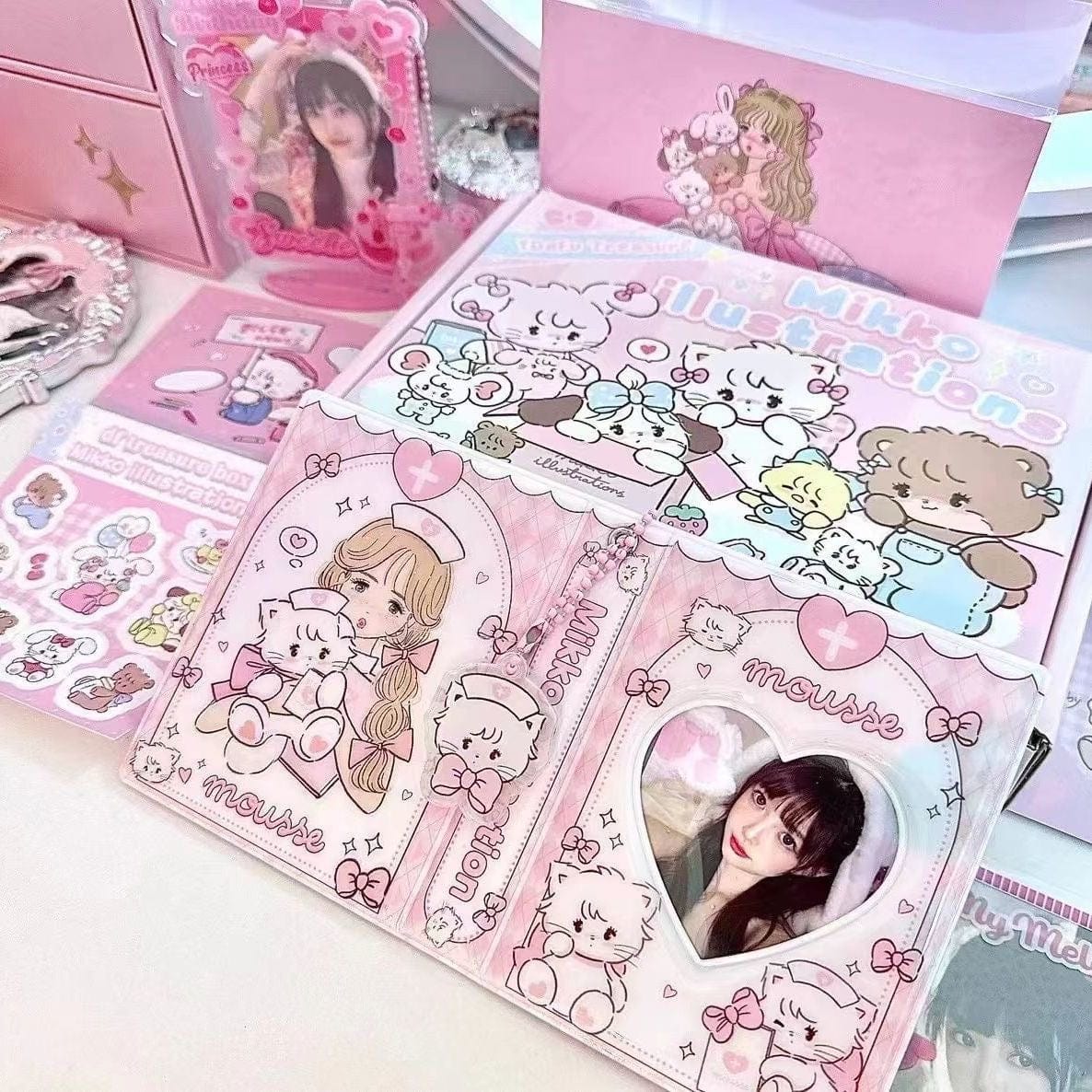 Pink Mikko Mousse Kpop 3 Inch Mini Photocard Album - ArtGalleryZen