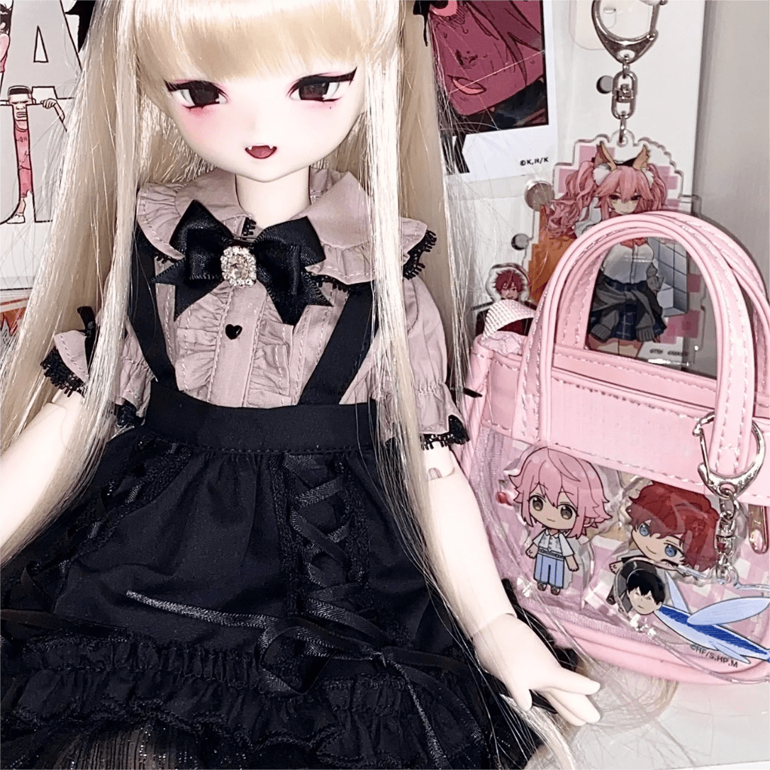 Pink Mini Clear Doll Tote Bag Shoulder Leather Bag Doll Accessories - ArtGalleryZen