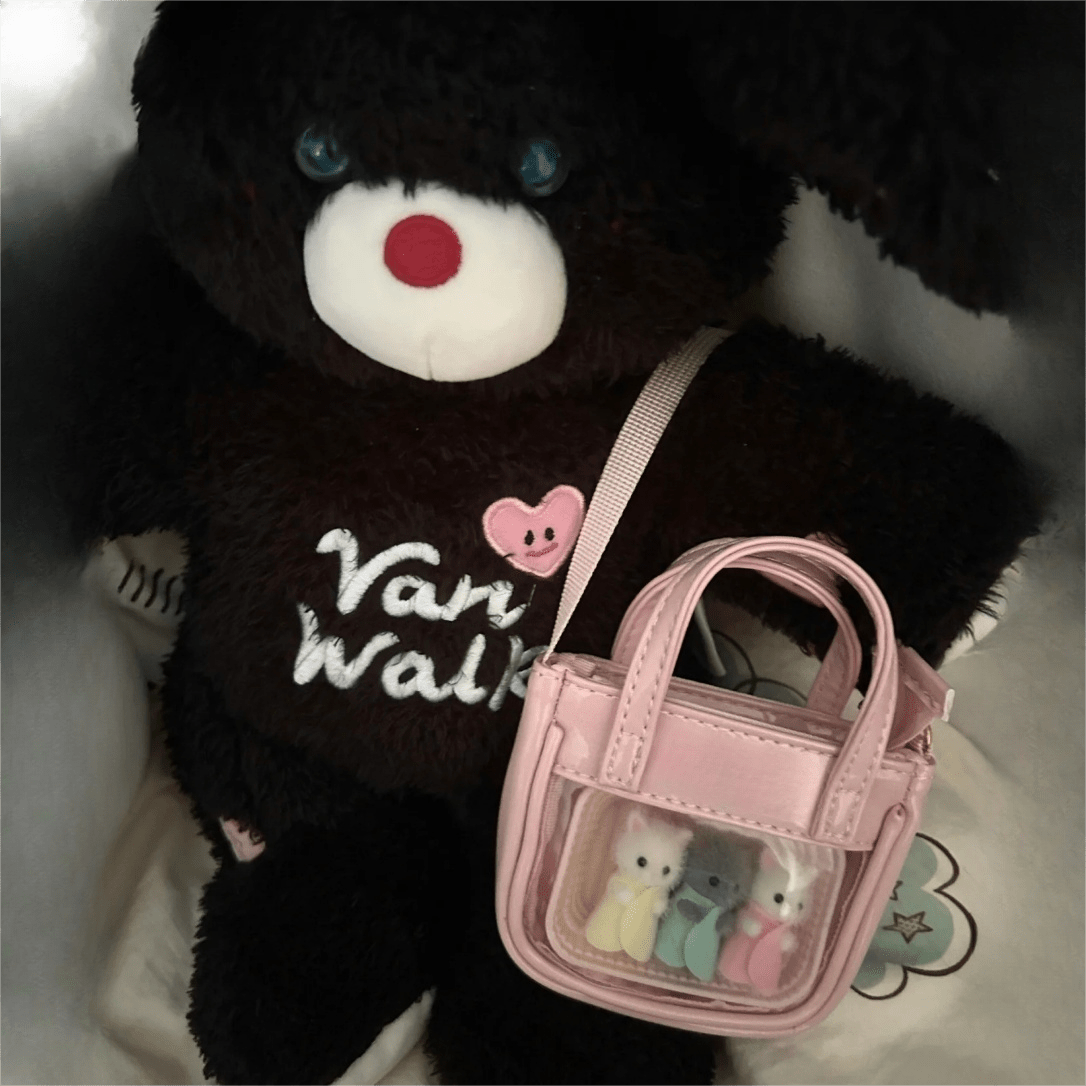 Pink Mini Clear Doll Tote Bag Shoulder Leather Bag Doll Accessories - ArtGalleryZen