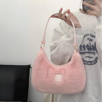 Thumbnail for Pink Plush One Shoulder Tote Bag - ArtGalleryZen