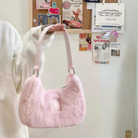 Thumbnail for Pink Plush One Shoulder Tote Bag - ArtGalleryZen