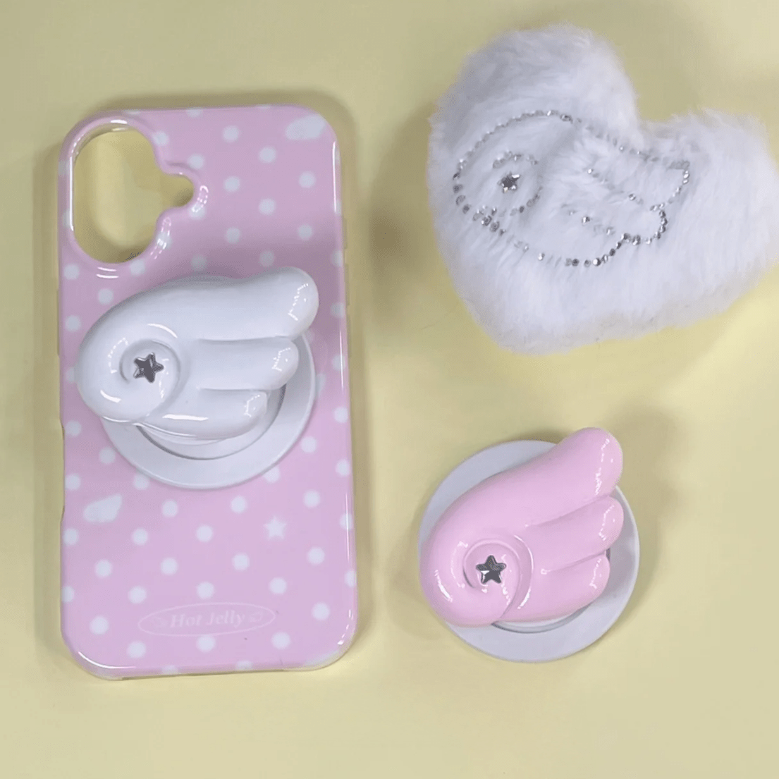 Pink Polka Dots Angel Wing Magnetic Stand iPhone Case - ArtGalleryZen