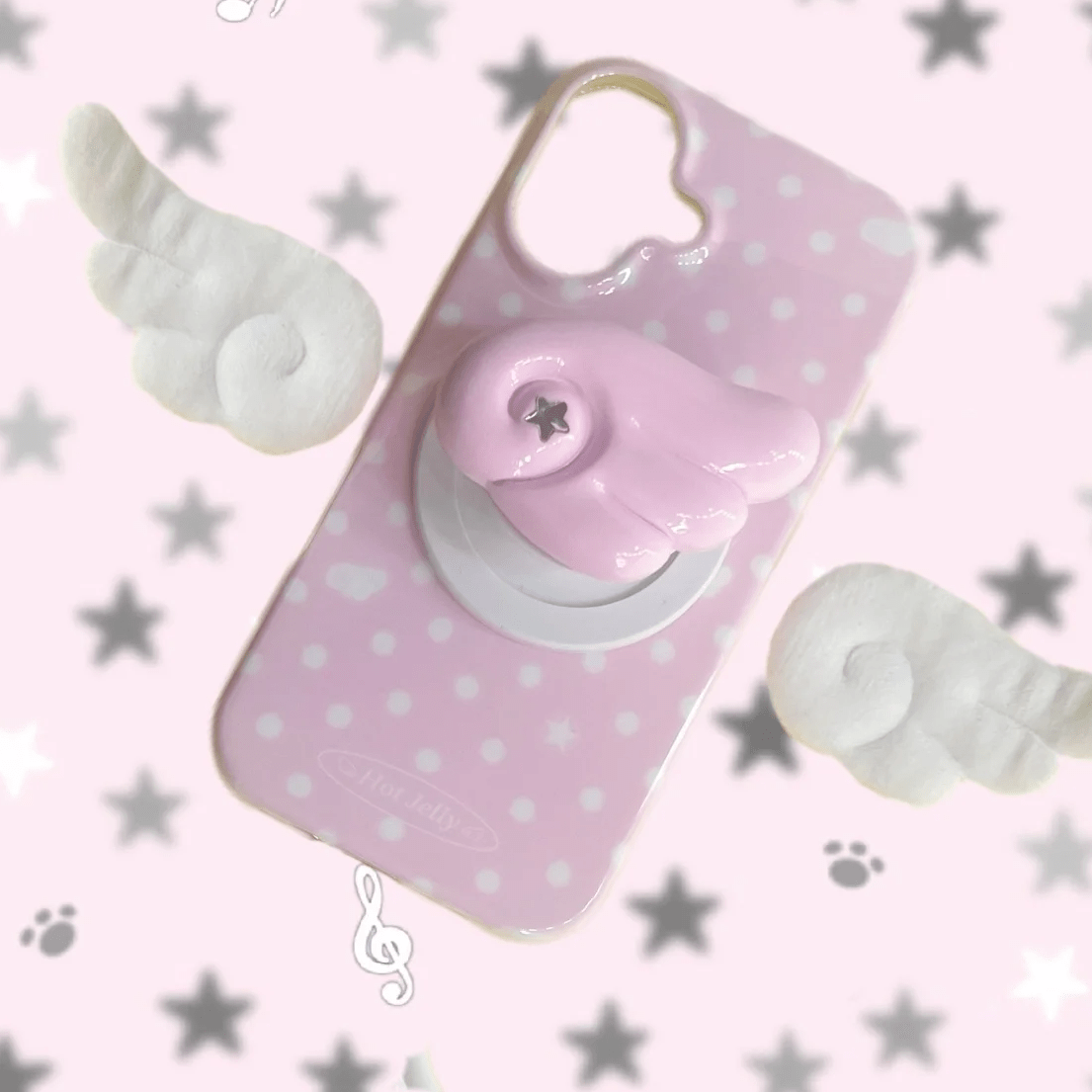 Pink Polka Dots Angel Wing Magnetic Stand iPhone Case - ArtGalleryZen