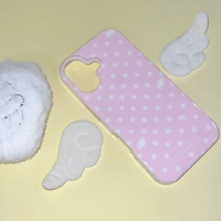 Thumbnail for Pink Polka Dots Angel Wing Magnetic Stand iPhone Case - ArtGalleryZen