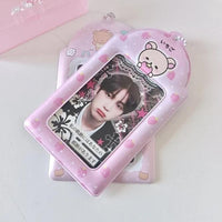 Thumbnail for Pink Stawberry Rilakkuma Kpop Keychain Photocard Holder - ArtGalleryZen