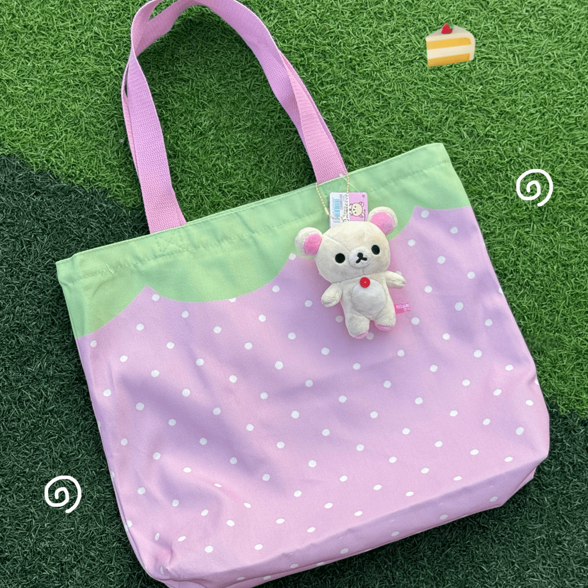 Pink Strawberry Canvas Casual Shoulder Bag - ArtGalleryZen